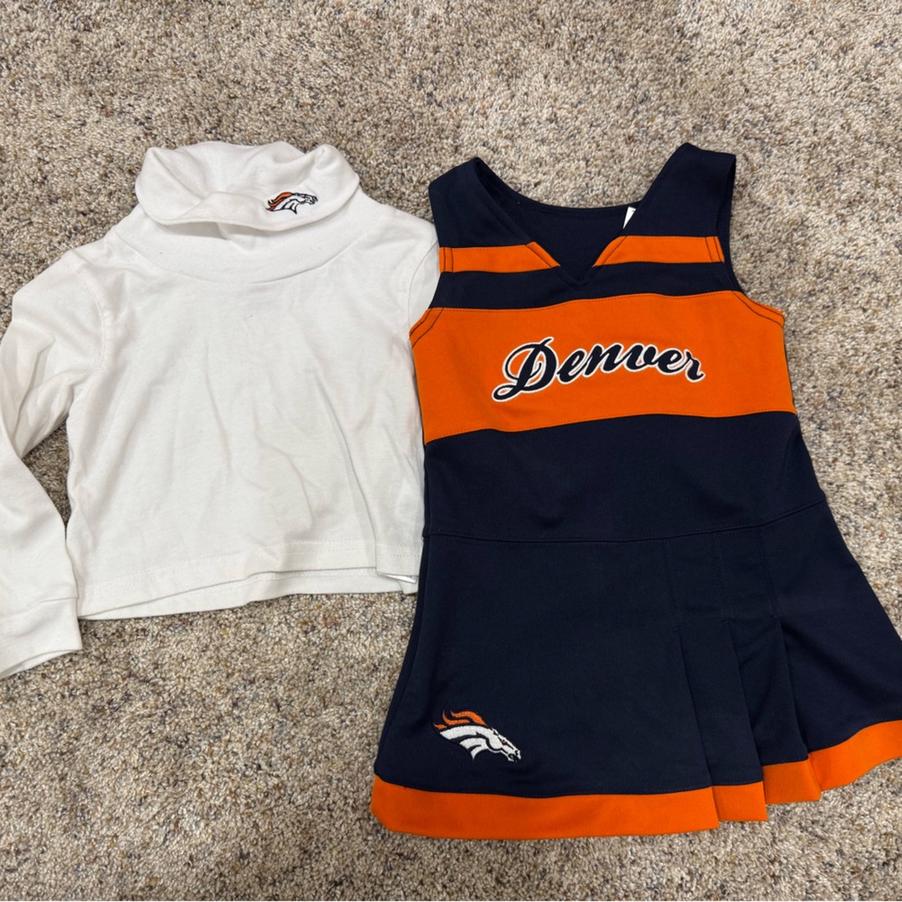 Denver Kids Cheerleader Dress and Top Set - Orange and Navy